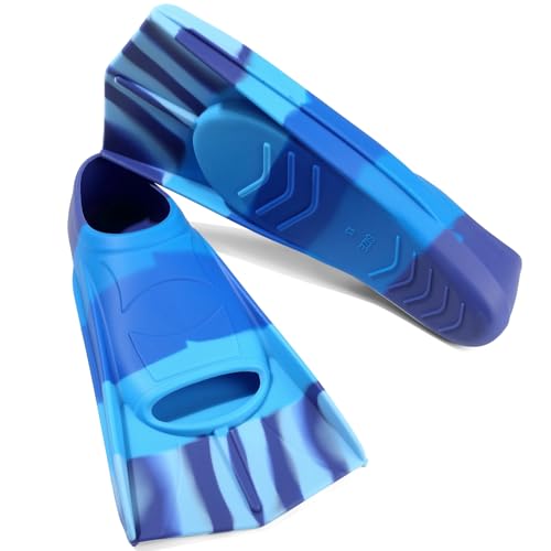 Image of Kids Swim Fins,Short Swim Training Flippers for Lap Swimming Snorkeling for Child Girls Boys Teens XXS
