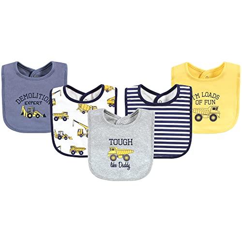 Image of Hudson Baby Unisex Baby Cotton Bibs, Construction, One Size