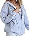 Bocianelli Womens Zip Up Hoodies Satin lined Hoodies Oversized Sweatshirts Fall Sweaters Casual Y2K Jackets Clothes Grey