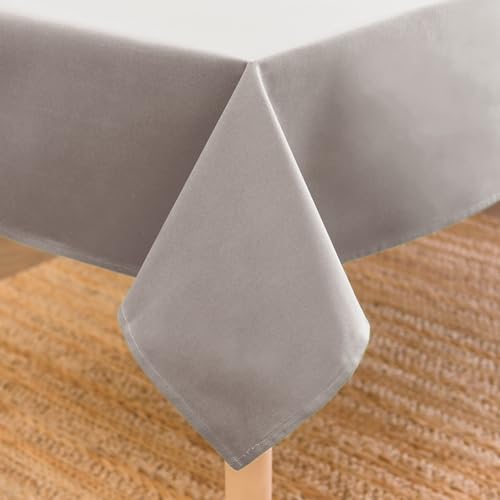 Image of Encasa XO Dining Table Cover Cloth for 4 to 6 Seater | 140x180 cm Cotton Canvas Rectangular Table Cloth | Machine Washable Tablecloth for Indoor & Outdoor Use - Beige Solid Color