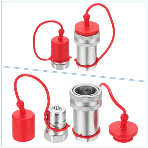 Image of PATIKIL 1 inch NPT ISO-A Hydraulic Quick Disconnect Coupling, 1 Set Flat Face Hydraulic Quick Connect Coupler with Dust Caps Quick Release Coupling Set