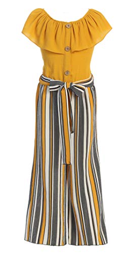 Image of iGirlDress Girls Wide Leg Off Shoulder Elegant High Waist Rompers Palazzo Pants Trousers Jumpsuits USA 4-14