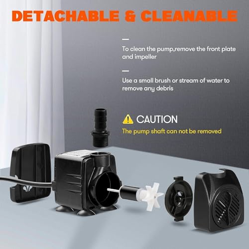 Image of Simple Deluxe 8.2ft High Lift 400 GPH 30W Water Table Pump (1514L /H) with 3 Nozzles, Perfect for Fish Tank, Hydroponics, Fountains, Ponds, Aquariums, Black