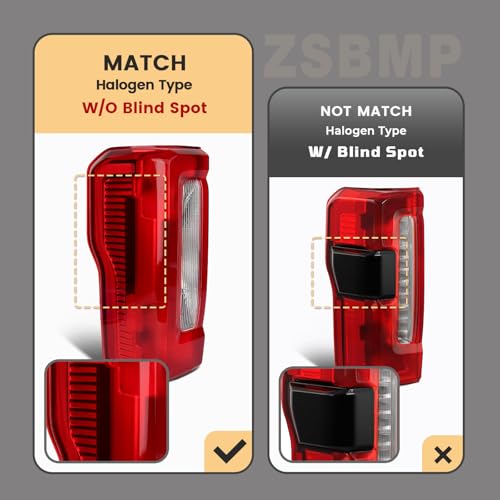 Image of Tail Lights Fit for 2023-2025 Ford F250 F350 Super Duty | Halogena Type Rear Light Accessories Rear Brake Lamp Signal Assembly OE:PC3Z13405D (No Blind Spot, Left Driver Side)