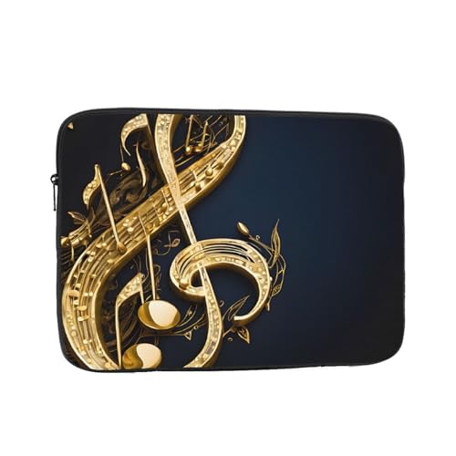 Pochette pour ordinateur portable 13" anti-rayure motif musical or