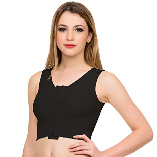 Post-Surgical Breast Support Bra/Vest – Front Zipper, Adjustable Straps, Compression Recovery Wear (VS04)
