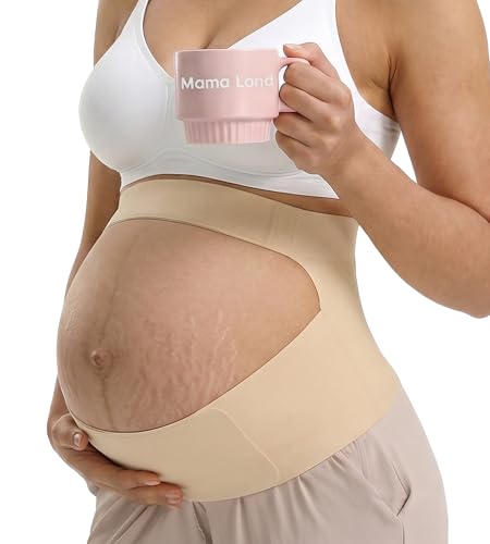 Mama Land 'EasySupport” One Piece Pregnancy Belly Band, Women Maternity Supports Belt, Back, AB & Pelvic Pain Relief, Trimester Items, Cozy Essential Bump Bellyband Underwear for Moms