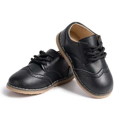 Image of KIDSUN Toddler Dress Shoes Boys Girls Lace Up Oxford Shoes School Uniform Loafer Flats Casual Wedding Party Shoes