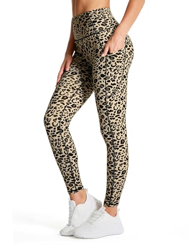 Image of THE GYM PEOPLE Thick High Waist Yoga Pants with Pockets, Tummy Control Workout Running Yoga Leggings for Women