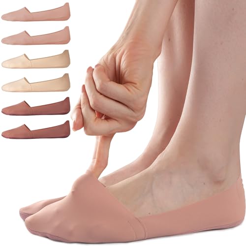 Image of Sofier No Show Socks Womens, Non Slip Low Cut 6 Pairs Thin Silky Dress Footies Liner Invisible Socks Flats Loafers Sneakers