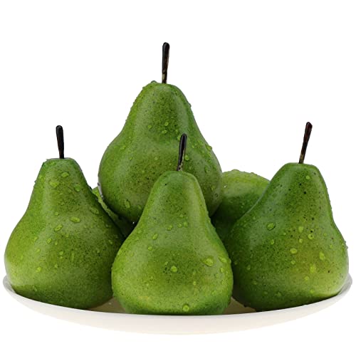 Gresorth 6Pcs High Grade Fake Green Pear Decoration Artificial Realistic Fruit Simulation For Home Party Holiday Christmas Display #TOP3