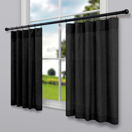 Cortinas de lino negro Pitalk para cocina, la solución ideal para ventanas de 30x24" 8