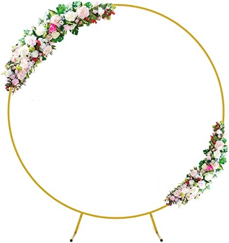 Wokceer Round Backdrop Stand 7.2FT Circle Balloon Arch Frame Circle Backdrop Stand Gold Round Arch for Wedding Birthday Party Bridal Shower Anniversary Event Ceremony Decoration