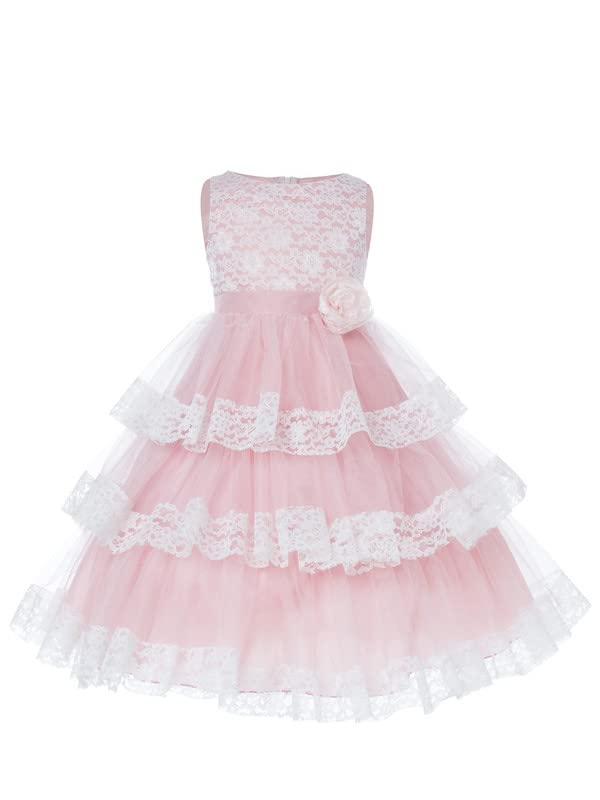 Image of Ripening Girl's Net /Satin Princess Birthday Dress Christmas Dress Unique Girls Boutique Dress Girl Lace Flower Kids Long Dresses Gown Pink