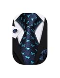 Barry.Wang Fashion Man Tie Set Horse Necktie Silk Woven Handkerchief Cuff Links Ceremony