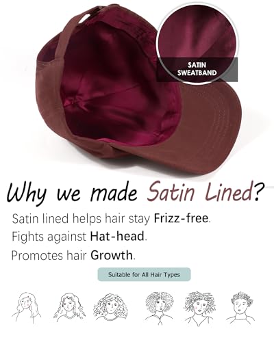 Image of Womens Satin Lined Unstructured Baseball Cap Unisex Silk Lining Washed Cotton Adjustable Vintage Dad Hat