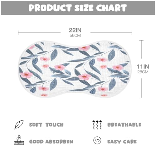 Kigai Watercolor Flowers Burp Cloths for Baby 4-Layer Cotton Muslin Burping Cloths 22x11 inch Super Soft & Absorbent Spit Up Burp Rags for Newborn Boys Girls 2 Pack2