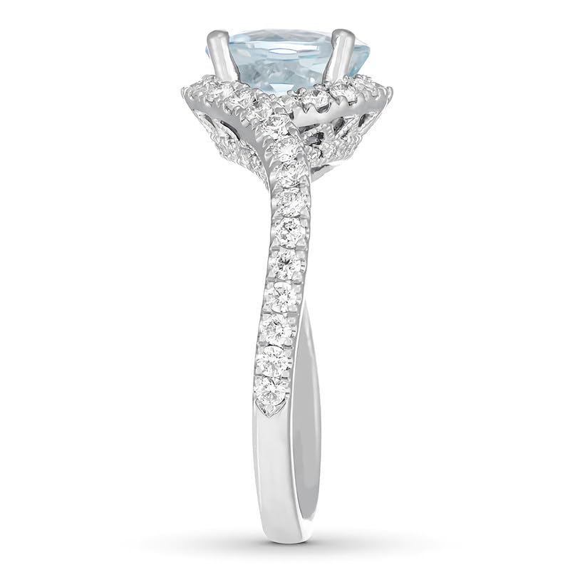 1.62 Carat (ctw) Aquamarine Moissanite Engagement Rings for women Platinum Plated Silver ring moissanite rings3