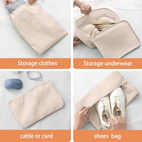Image of Porslin Travel Packing Organizers 8-Piece Luggage Organiser Set with Travel Cubes for Packing Clothes, Mesh Travel Bag Organiser with Toiletry, Shoe & Laundry Bags, Travel Organizer Pouch for Clothes