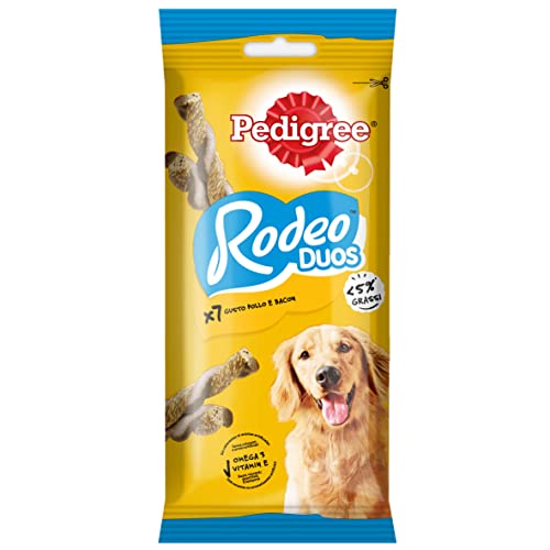 Pedigree Rodeo Duos al Pollo e Bacon, 10 Confezioni da 7 Snack ciascuna (70 bastoncini)