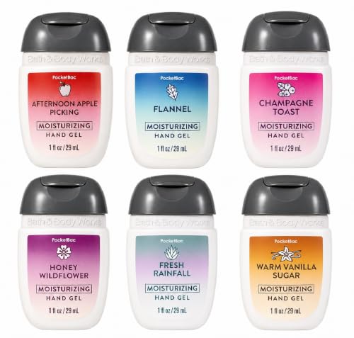 Bath & Body Works Pocketbac Moisturizing Hand Gel 6 Pack - Afternoon Apple Picking, Flannel, Champagne Toast, Warm Vanilla Sugar, Fresh Rainfall, & Honey Wildflower image 2