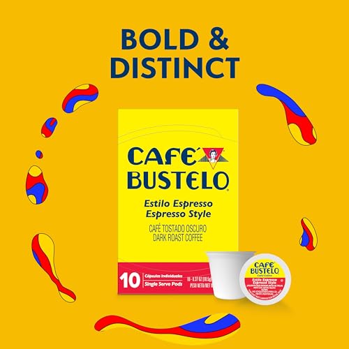 Image of Cafe Bustelo Espresso Style Dark Roast, Single Serve Coffee Pods, 10 Count (Pack of 6)