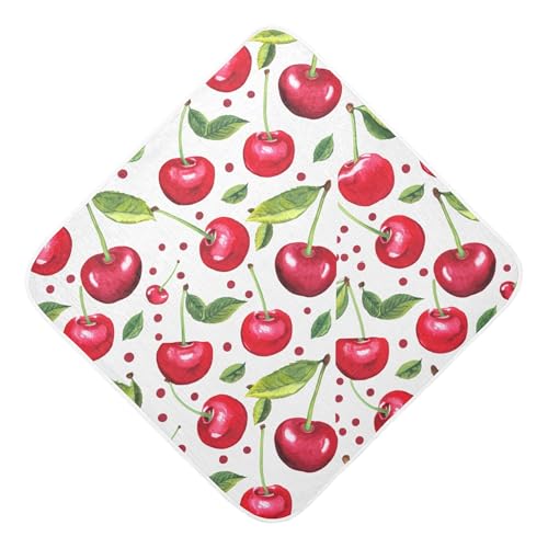 Kigai Baby Hooded Towel Absorbent Baby Bath Shower Towel with Hood for Newborn Boys Girls Babies Infant Toddler (Vibrant Cherries 35 x 35 in)