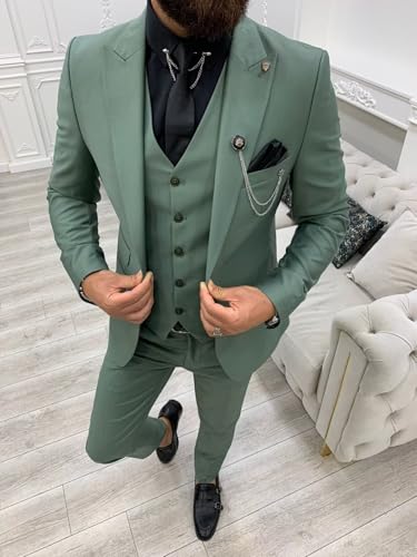 Men's Suit Slim Fit 3 Piece Suits for Men Wedding Groomsmen Suit Formal Business Prom Tuxedo Dinner Party 6