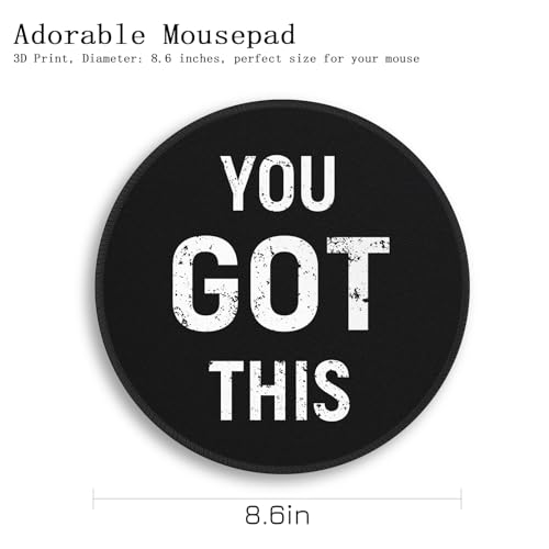 Image of Gctriki Black Round Mouse Pad, Motivation Home Office Desk Black Decor for Men Women, Funny Computer Mouse Pads for Desk Laptop Gaming, Inspirational Office Gifts for Coworkers - You Got This