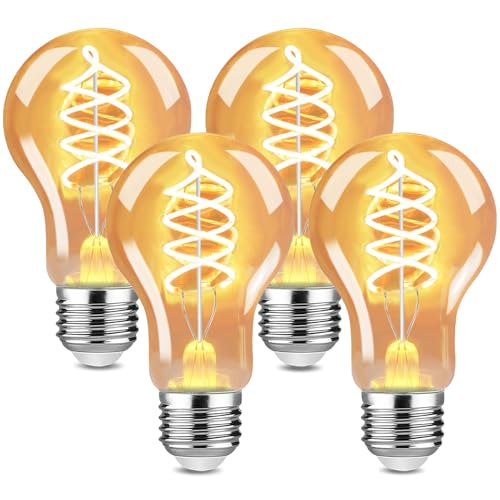 Dahanky 4Stück Edison Vintage Glühbirne E27 4W LED Glühbirne Vintage Antike Glühbirne A60 LED Lampe warmweiß 2700K Licht Beleuchtung für Nostalgie Haus Café Bar Restaurant