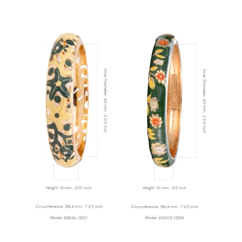 Image of UJOY Vintage Jewelry Cloisonne Handcrafted Flower Enameled Gorgeous Rhinestone Hinged Cuff Bracelet Bangles Gifts 88A10
