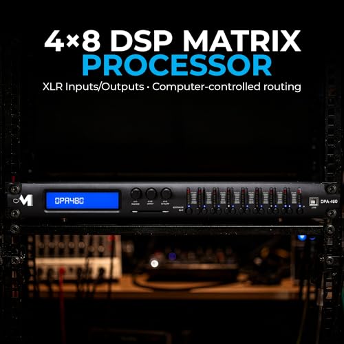 Procesador de Audio DSP Matrix System 4 entradas y 8 salidas XLR, Mezclador de Gestión Controlado por Computadora, Sistema Matricial con Filtros Paramétricos, Crossover y Limitador de Picos miniatura 2