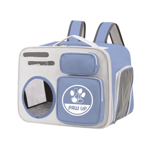 Bolsa Transporte Pet para Gatos 40x30x26 cm,Mochila em Tecido Oxford Respirável e Resistente, Espaçosa, com Ventilação, Alças Ergonômicas e Bolso Externo, Ideal para Viagens e Passeios (Azul)