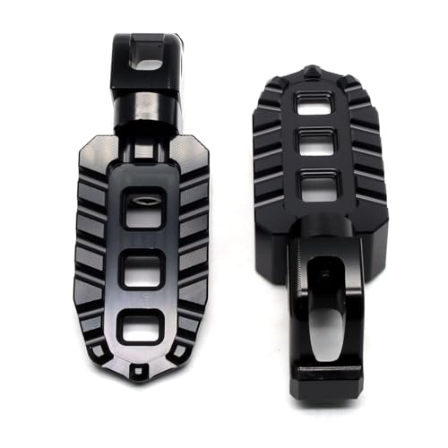Image of MZS Motorcycle Rider Foot Pegs for Tiger 850 /900 /1200,Scrambler 900 /1200 | Dual Rotating Adjustable, MX Front Footrest, Serrated Anti-slip, Black CNC Aluminum Footpegs , fits Adventure Scrambler Bike