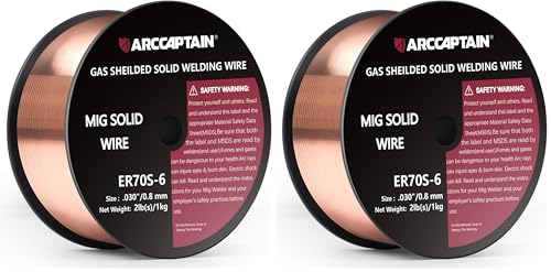 Image of ARCCAPTAIN Mig Welding Wire, Mig Wire ER70S-6 2Lbs Gas Solid Carbon Steel Low Splatter Mig Welding Wire Compatible With Lincoln Miller Forney Harbor Welder 1KG (0.030 inch 2Lb) (Pack of 2)