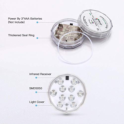 LEDGLE Poolbeleuchtung Unterwasser Led Licht wasserdichte RGB Beleuchtung mit RF Fernbedienung 10 LED Lampe für Teich… – Bild 8