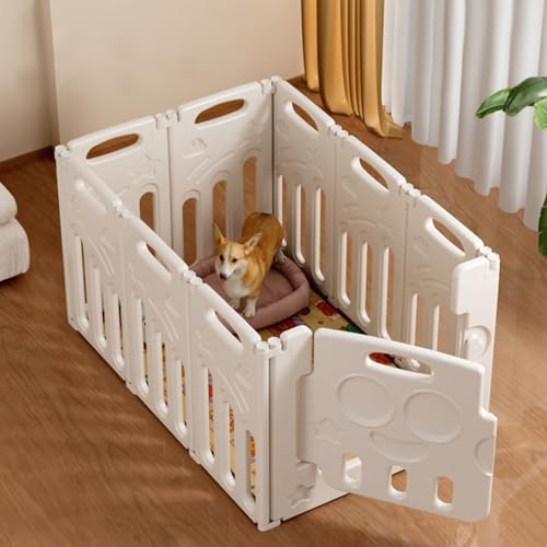 Essgudo ペットフェンス サークル 犬用 小型犬 ドア付き 室内用 ドッグゲート 自由に組み立て可能 折りたたみ式 脱走防止 中小型犬用 高さ64p 組み立て簡単