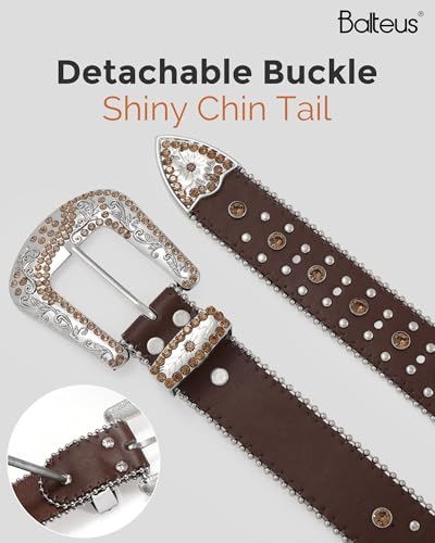 Image of Sparkly Rhinestone Diamond Sequin Studded Belt for Men & Women - Western Cowgirl Cowboy Style