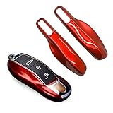 carmonmon Smart Protectors Keyless Remote Key Cases Shell Car Key Case Platic Cover Case Cover Side Blades for Porsche Cayenne Panamera(Gloss Red)