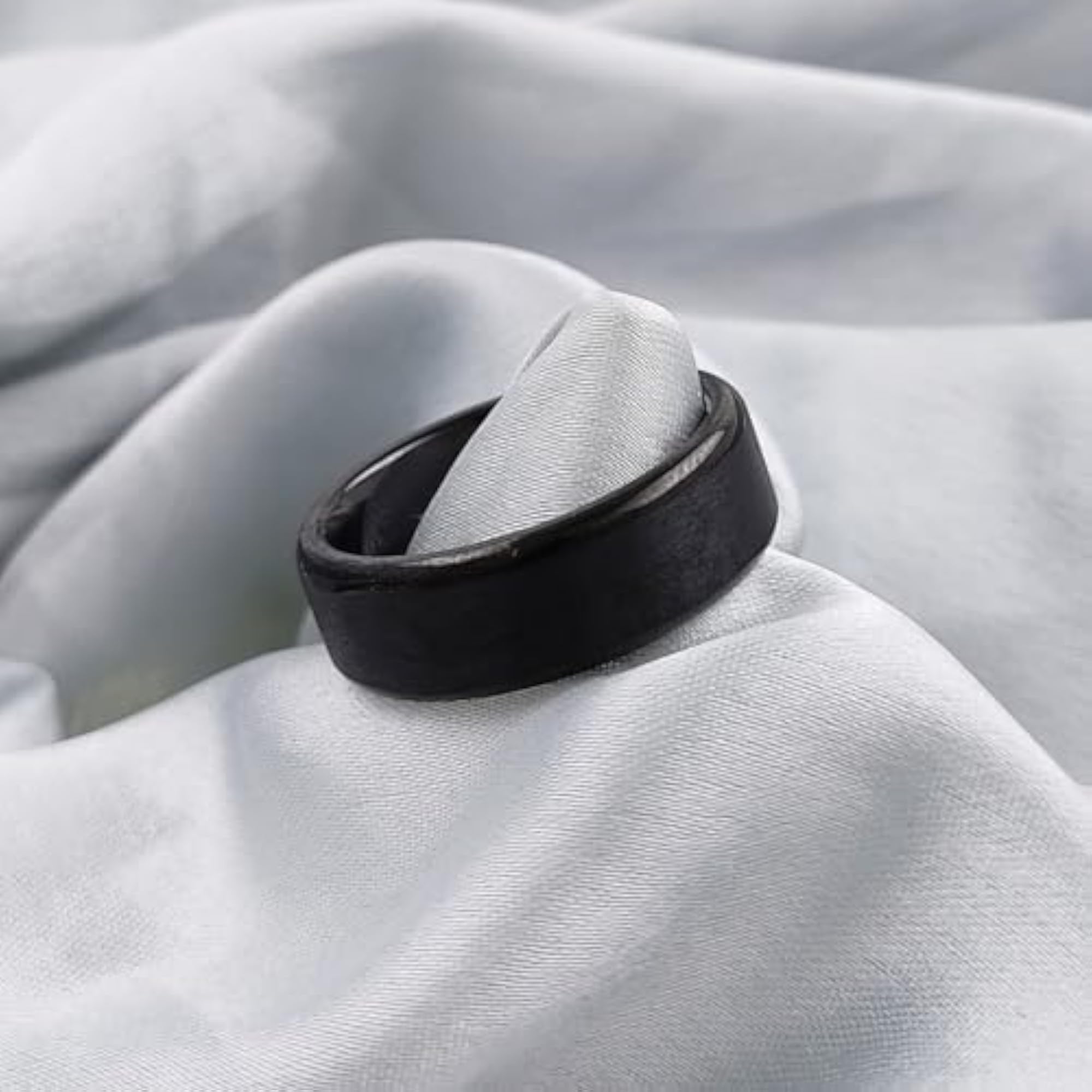 Men's Black Brushed Tungsten Carbide Band Ring