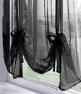 John Aird Voile Tie Blind Curtain Panels 58" Wide x 54" Drop (Black) — image 1
