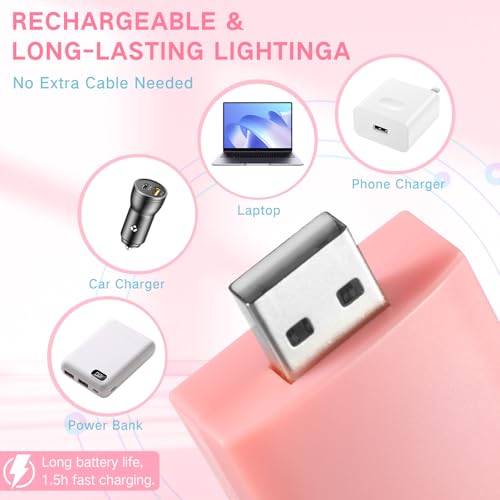 Image of Glooglitter 2 Pack USB Rechargeable Book Light Clip on LED Reading Light Portable Reading Lamp with 15 Magnetic Bookmarks for Book Lovers Adults Reading Gifts, 3 Amber Colors 5 Brightness(Classic)