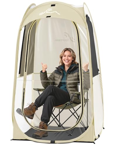 Sportneer Clear Sport Tent, 1 Person Transparent Outdoor Pop-Up Tent, Lightweight & Portable Weather Shelter for Parents, Windproof Cold Weather Protection, Rain Shield for Sports Events & Sidelines