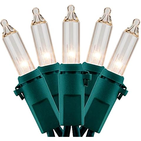 YULETIME 200 Clear Christmas Lights, Pack of 2 Sets 33 Feet 100 Count UL Certified Incandescent String Lights (Clear - Green Wire) Cover