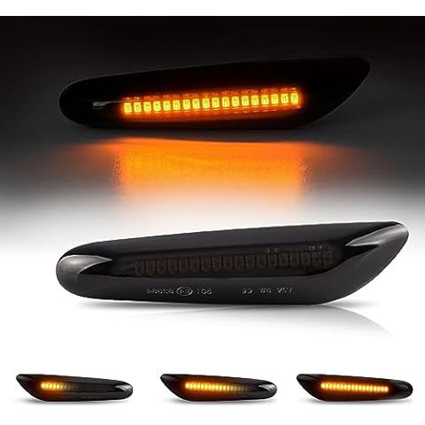 Bestview Sequential LED Side Marker Turn Signal Lights Replacement for BMW E46 E60 E82 E83 E88 E90 E91 E92 E93 X1 X3 325i 328i 335i 525i 528xi 530xi,Smoked Lens Dymanic Amber,Pack of 2 Cover