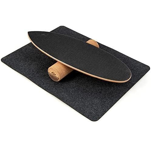 Balance Board in legno con rullo di sughero nero