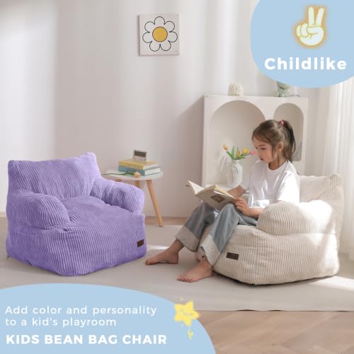 Image of MAXYOYO Kids Bean Bag Chair, Stuffed Bean Bag Sofa, Purple, Standard | Bean Bag Chair for Boys and Girls, Lazy Sofa with Pocket Floor Chair for Gaming, Reading