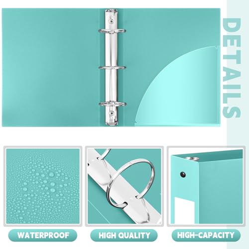 Henoyso 24 Pcs 2 Inch 3 Ring Plastic Binder 8.5'' x 11'' Letter Size Paper Soft Plastic Flexible Binders Bulk Organizer for School Office Supplies, Large 490 Sheet Capacity (Mint Green) by Henoyso - Image 3