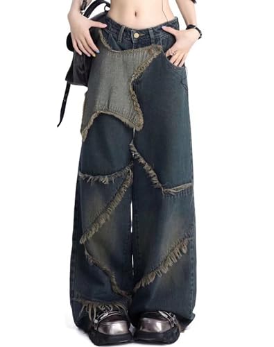 YINGWIN Star Jeans Damen Y2k Boyfriend Baggy Jeans Damen Aesthetic Stuff 90er Jahre Outfit