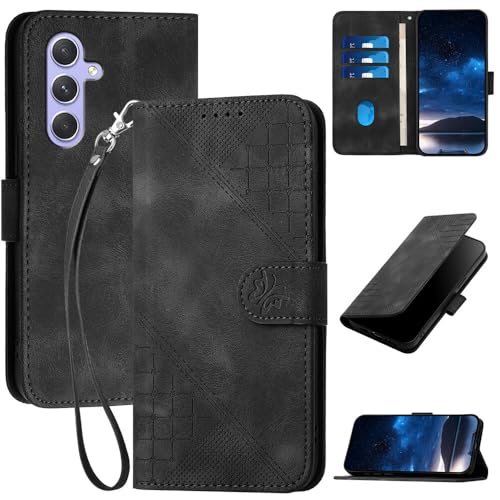 Étui Samsung Galaxy A51 5G antichoc en cuir noir avec motif papillon élégant